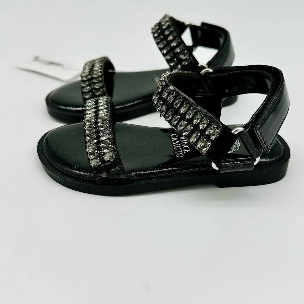 Vince camuto Toddler Girls Flat Fashion Sandals with Marquis Encased Rhinestones
